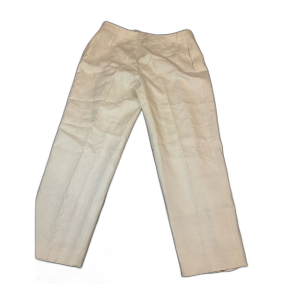 BRAND NEW WITH TAG! Lafayette 148 New York Cream Raffia Linen Women Pants Size 4 - Picture 7 of 10